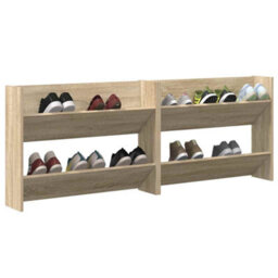Vidaxl Wall Shoe Cabinets 2 Pcs Sonoma Oak 80X18X60Cm Engineered Wood - thumbnail 4