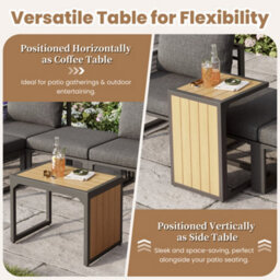 Abrihome Grey Modular Garden Furniture Set 2-4 Seater Outdoor Corner Sofa With Plastic Wood Table, Flexible Patio Lounge Set For Garden - thumbnail 3