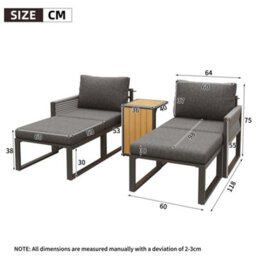 Abrihome Grey Modular Garden Furniture Set 2-4 Seater Outdoor Corner Sofa With Plastic Wood Table, Flexible Patio Lounge Set For Garden - thumbnail 5