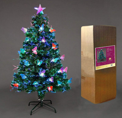 Shatchi 3Ft/90Cm Butterflies Fibre Optic Christmas Tree Led Pre-Lit - image 1