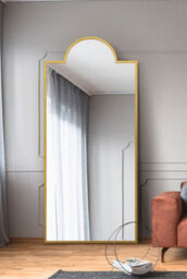 "Mirroroutlet Fenestra Arched - Full Length Gold Modern Wall And Leaner Mirror 75"" X 33"" (190 X 85Cm)" - thumbnail 5