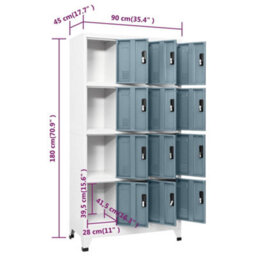 Vidaxl Locker Cabinet Light Grey And Dark Grey 90X45X180 Cm Steel - thumbnail 8