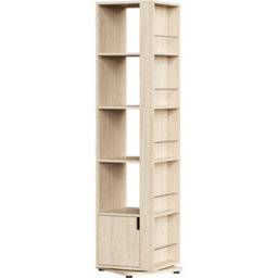 Yaheetech 5-Layer 169Cm Rotating Corner Bookcase With Closed Storage, Light Natural Wood - thumbnail 2