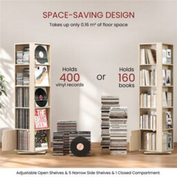 Yaheetech 5-Layer 169Cm Rotating Corner Bookcase With Closed Storage, Light Natural Wood - thumbnail 5