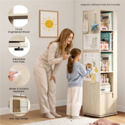 Yaheetech 5-Layer 169Cm Rotating Corner Bookcase With Closed Storage, Light Natural Wood - thumbnail 6