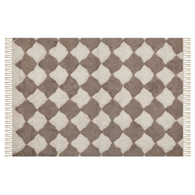 Beliani Rug Sinop Beige 140 X 200 Cm Cotton - image 1