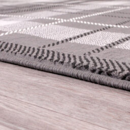 Tartan Grey Chequered Tartan Easy To Clean Rug For Dining Room-200Cm X 290Cm - thumbnail 4