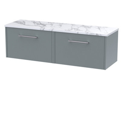 Balterley Winshill Contemporary 2 Drawer Wall Hung Vanity Unit With Laminate Worktop, Grey, 1200mm - image 1