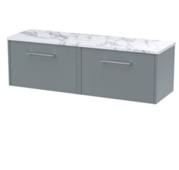 Balterley Winshill Contemporary 2 Drawer Wall Hung Vanity Unit With Laminate Worktop, Grey, 1200mm - thumbnail 1