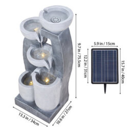 Living And Home 5-Tier Resin Solar Powered Water Fountain Outdoor Gardening Decor Water Features,75.5Cm(H) - thumbnail 9