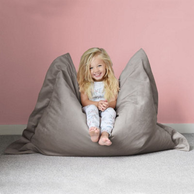 rucomfy Beanbags Rucomfy Kids Velvet Grey Bean Bag Lounger - Indoor Squashy Squarbie - image 1
