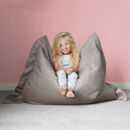 rucomfy Beanbags Rucomfy Kids Velvet Grey Bean Bag Lounger - Indoor Squashy Squarbie - thumbnail 1
