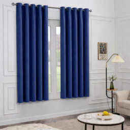 Oxford Homeware Plain Navy 230Gsm Blackout Curtain Thermal Insulated Eyelet For Window Curtain Pair (W)168Cm X (L)137Cm - thumbnail 2