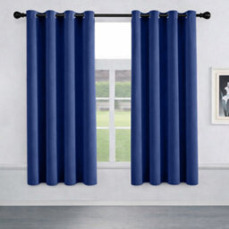 Oxford Homeware Plain Navy 230Gsm Blackout Curtain Thermal Insulated Eyelet For Window Curtain Pair (W)168Cm X (L)137Cm - thumbnail 9