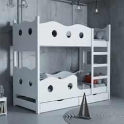 Nemo 160 Bunk Bed For 2 With Mattresses Slats And Storage Durable Functional Kids And Teen Furniture For Any Bedroom White - thumbnail 4