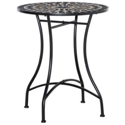 Wyld Haus Pamone 60Cm Round Mosaic Outdoor Bistro Table - Black Yellow White Ceramic Top, Powder-Coated Metal Frame - thumbnail 2