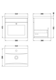 Balterley Swynnerton Traditional 1 Drawer Wall Hung Vanity Unit With Mid-Edge Basin, Satin Green, 500mm - thumbnail 2