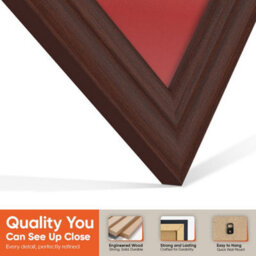 "AK Frames 25X17"" Rose Wood Classic Vinyl Record Frame With Crimson Mount For 12 Inch Lp Cover & Disc - Overlapped Design" - thumbnail 3