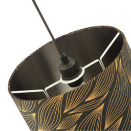 Happy Homewares Designer Black Lamp Shade With Gold Foil Leaves With Inner Satin Fabric Lining - thumbnail 5