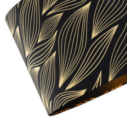 Happy Homewares Designer Black Lamp Shade With Gold Foil Leaves With Inner Satin Fabric Lining - thumbnail 3