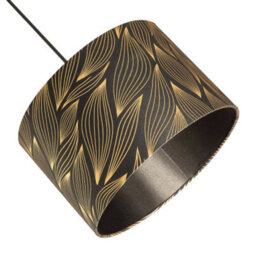Happy Homewares Designer Black Lamp Shade With Gold Foil Leaves With Inner Satin Fabric Lining - thumbnail 8
