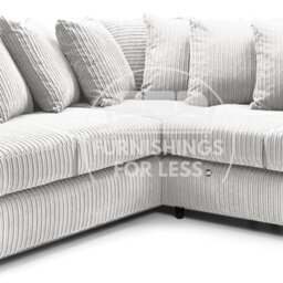 Furnishings For Less UK Ferguson Silver 5 Seater Fabric Corner Sofa L Shaped Jumbo Cord - Scatter Back - thumbnail 3