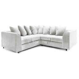 Furnishings For Less UK Ferguson Silver 5 Seater Fabric Corner Sofa L Shaped Jumbo Cord - Scatter Back - thumbnail 1