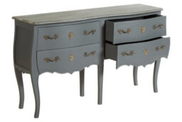 Orsina French Style Grey 4 Drawer Double Chest, Baroque Handle Wooden Storage Cabinet, Wood Bedroom Drawer Unit - thumbnail 2
