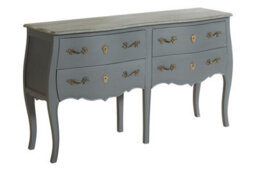 Orsina French Style Grey 4 Drawer Double Chest, Baroque Handle Wooden Storage Cabinet, Wood Bedroom Drawer Unit - thumbnail 4