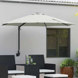 Berkfield Garden Parasol Beige, Black 248 X 248 X 148 Cm Polyester, Steel