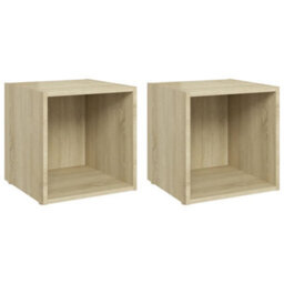 Walplus Tv Cabinets 2 Pcs Sonoma Oak 37X35X37 Cm Engineered Wood - thumbnail 2