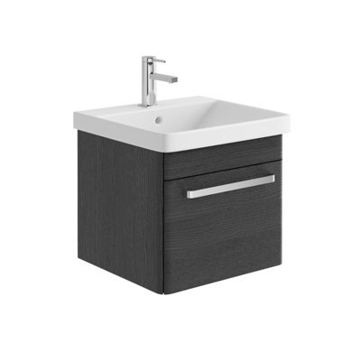 Plum&clay Emery Textured Black Wall Hung Bathroom Vanity Unit & Basin Set With Chrome Handles (W)50Cm (H)46Cm - image 1