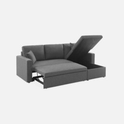 Sweeek. 3-Seater Reversible Corner Sofa Bed With Storage Convertible Smile Charcoal Grey 213.5X136.5X83 Cm - thumbnail 7