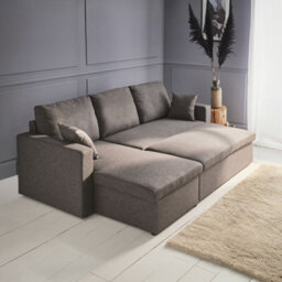 Sweeek. 3-Seater Reversible Corner Sofa Bed With Storage Convertible Smile Charcoal Grey 213.5X136.5X83 Cm - thumbnail 2