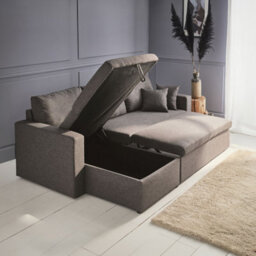 Sweeek. 3-Seater Reversible Corner Sofa Bed With Storage Convertible Smile Charcoal Grey 213.5X136.5X83 Cm - thumbnail 3