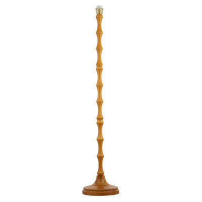 Happy Homewares Traditional Oak Wood Standing Floor Lamp Base With Bamboo Pole Design - image 1