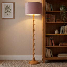 Happy Homewares Traditional Oak Wood Standing Floor Lamp Base With Bamboo Pole Design - thumbnail 6