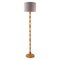 Happy Homewares Traditional Oak Wood Standing Floor Lamp Base With Bamboo Pole Design - thumbnail 5