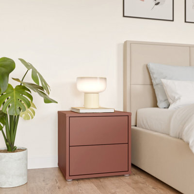 Furniture To Go Alice Springs Low Bedside Cabinet With 2 Drawers Push-To-Open In Terracotta - image 1