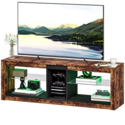 Industrial Tv Stand Unit With Storage Shelves And Led Lights - thumbnail 9