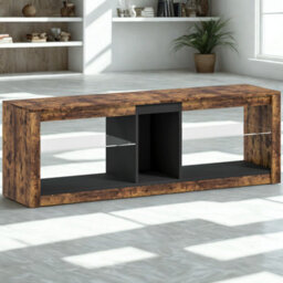 Industrial Tv Stand Unit With Storage Shelves And Led Lights - thumbnail 5