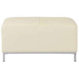 Beliani Aurea Beige Genuine Leather Ottoman Footstool - Minimalist Rectangular Design, Stainless Steel Legs - thumbnail 1