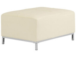 Beliani Aurea Beige Genuine Leather Ottoman Footstool - Minimalist Rectangular Design, Stainless Steel Legs - thumbnail 3