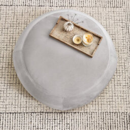 Furniturebox Uk Otis Modern Round Velvet Footstool On Wood Frame With Hidden Feet In Taupe Beige - thumbnail 7