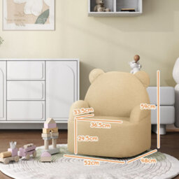 Aiyaplay Kids Armchair, Bear Shaped Toddler Sofa Chair For Bedroom - Khaki - thumbnail 3