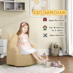 Aiyaplay Kids Armchair, Bear Shaped Toddler Sofa Chair For Bedroom - Khaki - thumbnail 6