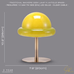 Happy Homewares Traditional Antique Brass Bankers Desk Lamp With Green Mushroom Glass Shade - thumbnail 6