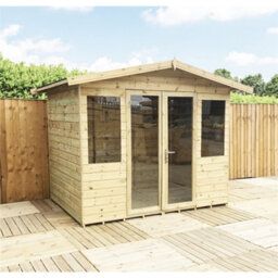 Marlborough - 10 X 7 Pressure Treated T&g Apex Wooden Summerhouse + Overhang + Lock & Key (10Ft X 7Ft) / (10' X 7') (10X7 ) - thumbnail 1