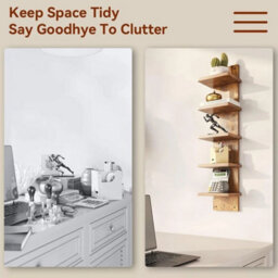 Brown 5 Tier Shelving Display Shelf Wall Mounted Bookcase Storage Rack Plant Stand - thumbnail 4