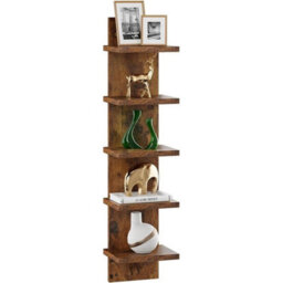 Brown 5 Tier Shelving Display Shelf Wall Mounted Bookcase Storage Rack Plant Stand - thumbnail 1